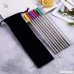 8Pcs Stainless Steel Drinking Straws Iuhan Extra Long 8.46 inch Stainless Steel Metal Drinking Straws Set of 4 Angled Straws & 4 Straight Straws with Silicone Tips 2 Brushes (Silver) - B07F8353XF